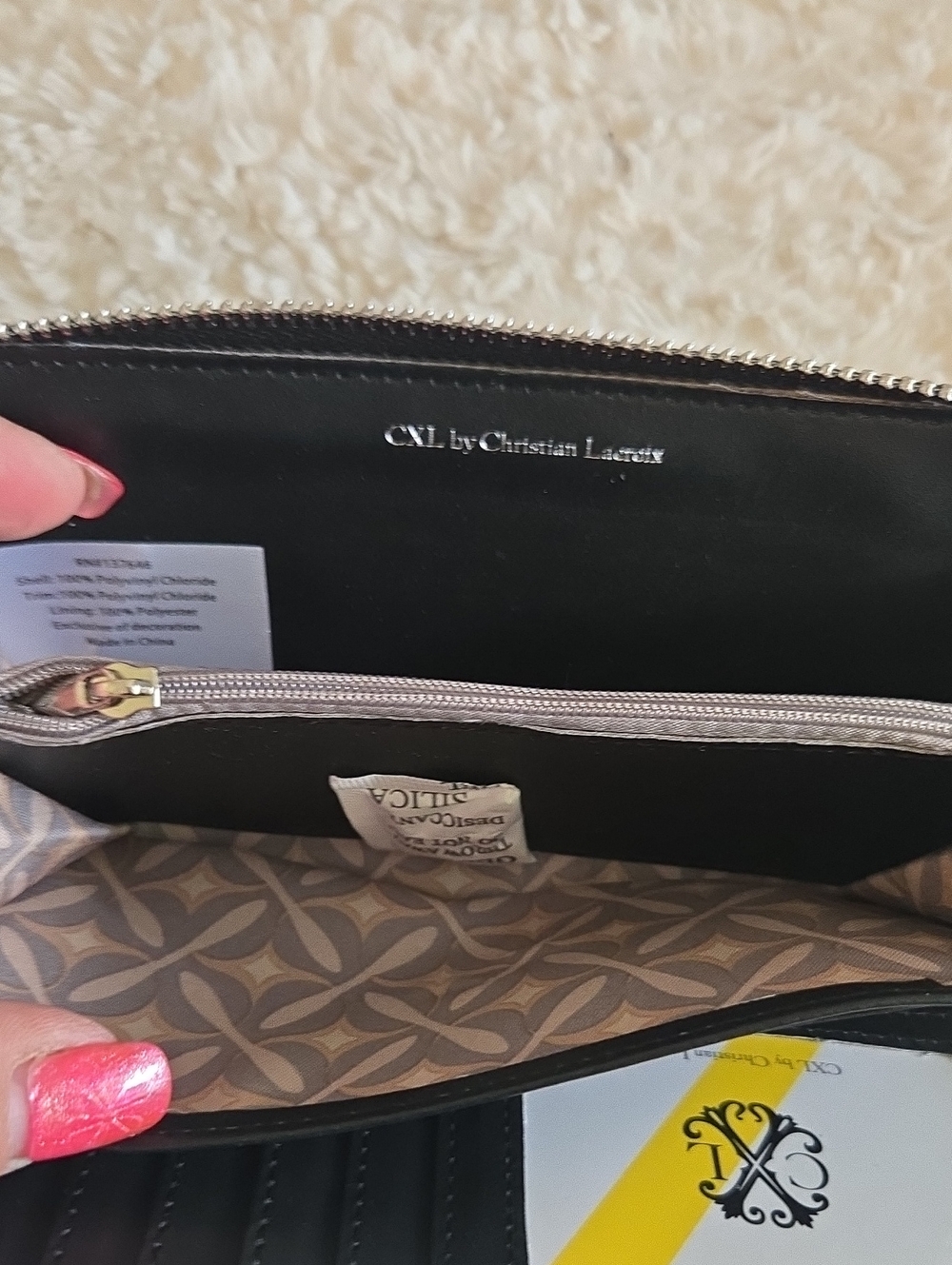Christian Lacroix Black Croc Zip Wristlet Wallet - Picture 8 of 9